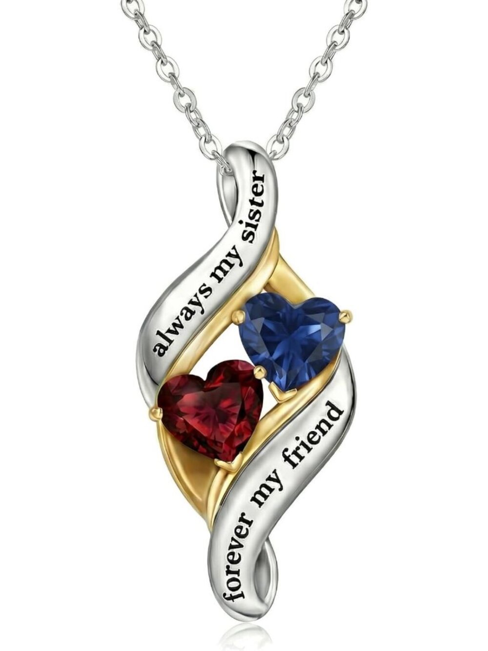 Double Birthstone Sister Necklace - Meaningful Jewelry Gift for Women